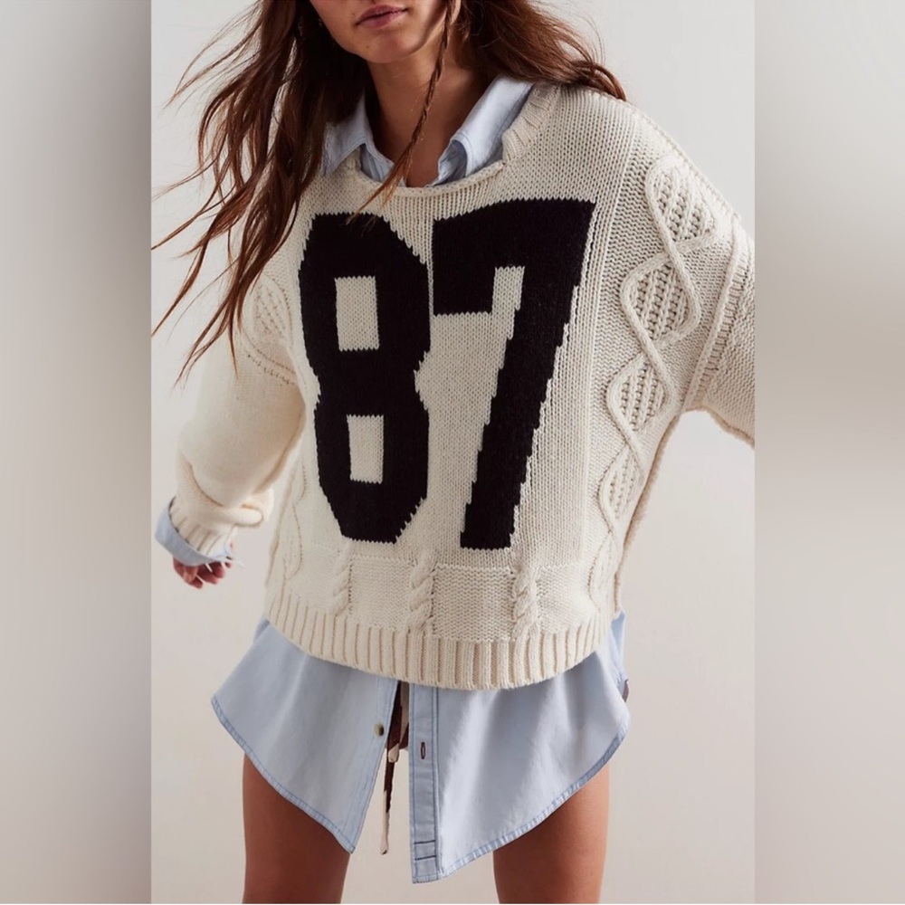 We the free 87 pullover cable knit sweater sz large
